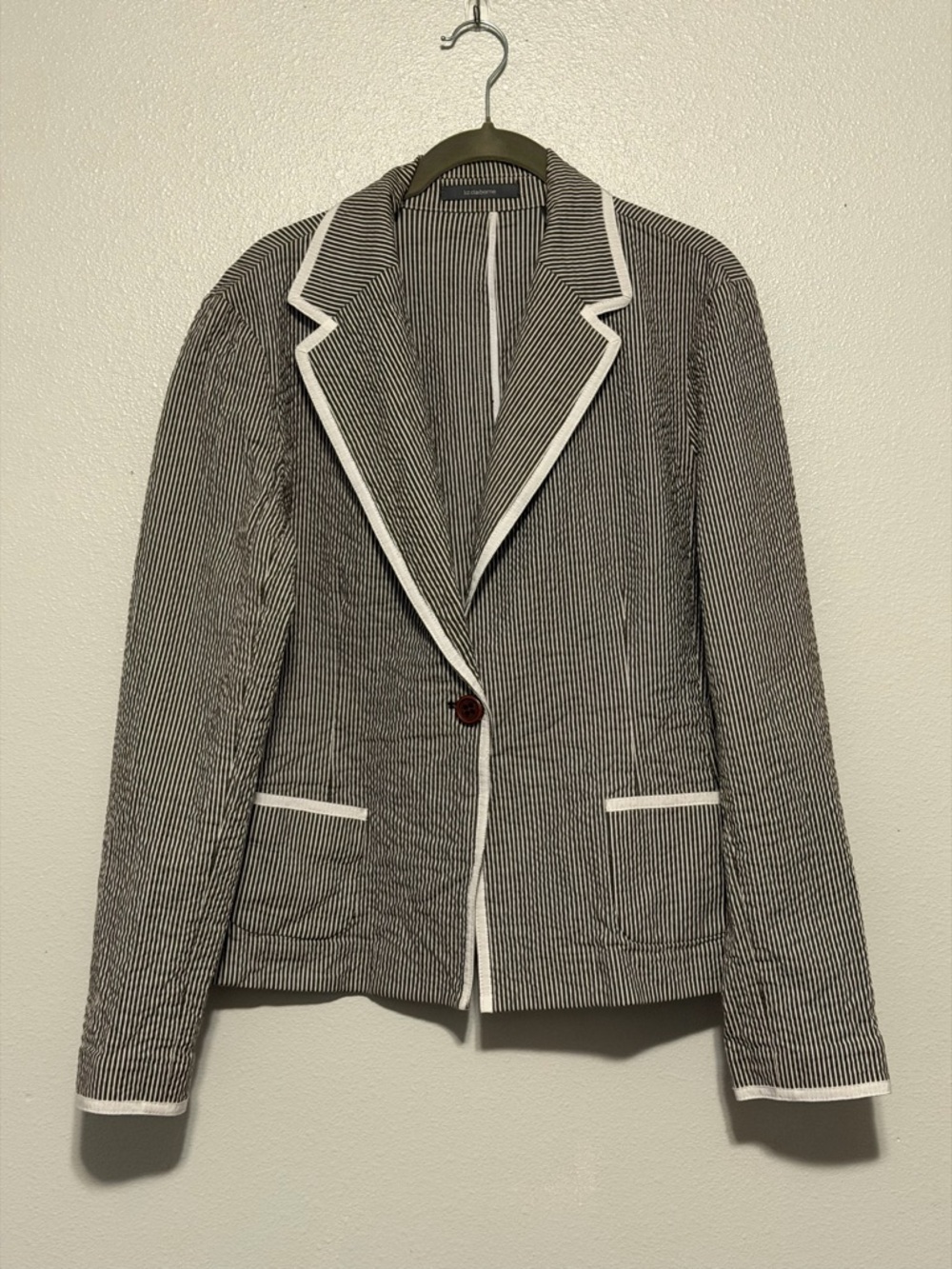 Liz Claiborne Brown and White Striped Blazer